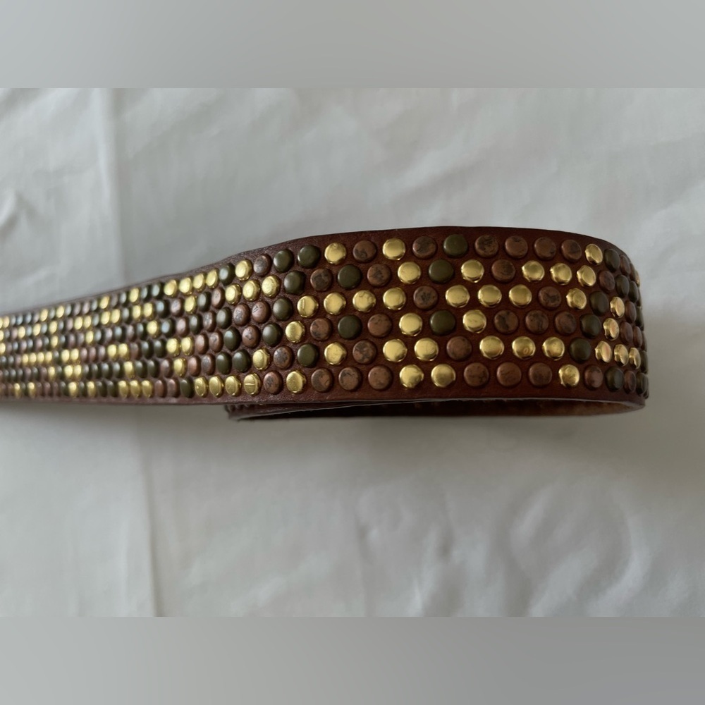 LEATHEROCK LR Dark Brown gold brass and black
Studded Belt size L 36 - Picture 3 of 10